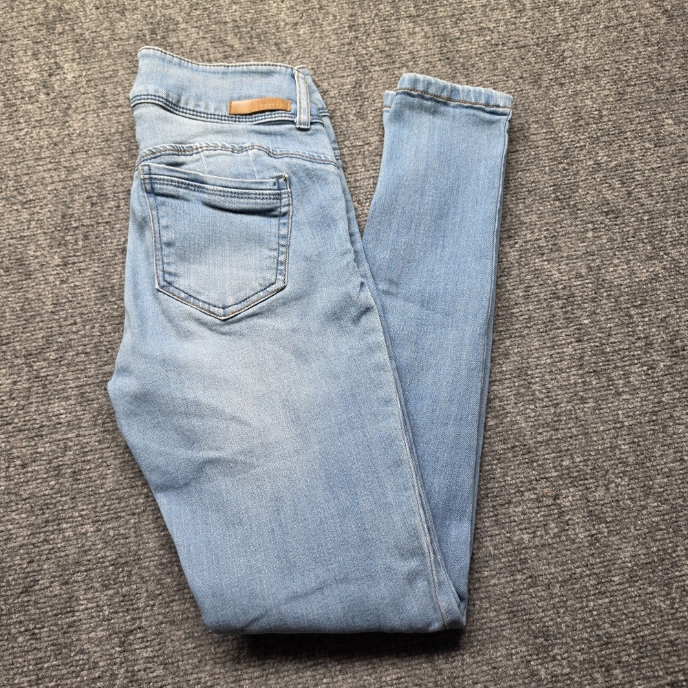 C'est Toi Womens Juniors Size 3 Light Wash Distressed Skinny Jeans Stretch Denim